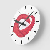 Rode hartdraak op wit ronde klok (Hoek)