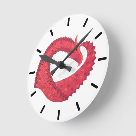 Rode hartdraak op wit ronde klok (Hoek)
