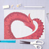 Rode hartdraak op wit tissuepapier (Craft)