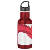 Rode hartdraak op wit waterfles  (Voorkant)