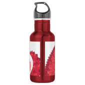 Rode hartdraak op wit waterfles  (Achterkant)