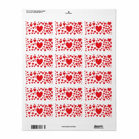 Rode hartelabels etiket (Full Sheet)