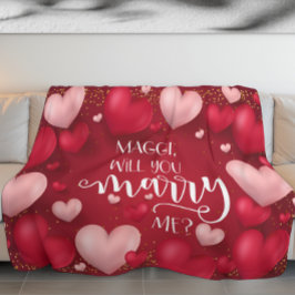 Rode harten Aangepast huwelijksvoorstel Fleece Deken