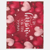 Rode harten Aangepast huwelijksvoorstel Fleece Deken (Voorkant)