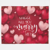 Rode harten Aangepast huwelijksvoorstel Fleece Deken (Voorkant (Horizontaal))