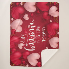 Rode harten Aangepast huwelijksvoorstel Sherpa Deken