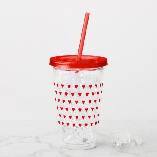 Rode harten Acryltumbler - Acryl Drinkbeker (Achterkant ijs)