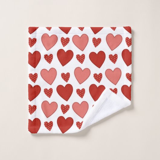 Rode harten bad handdoek (Wasdoekje)