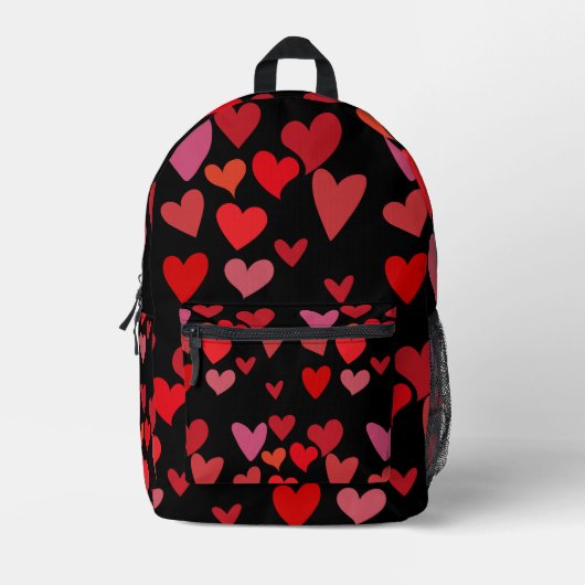 Rode harten bedrukte rugzak (Voorkant)