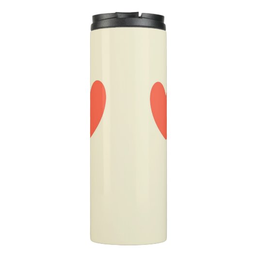 Rode harten blij moederdag crème kleur thermosbeker (Achterkant)