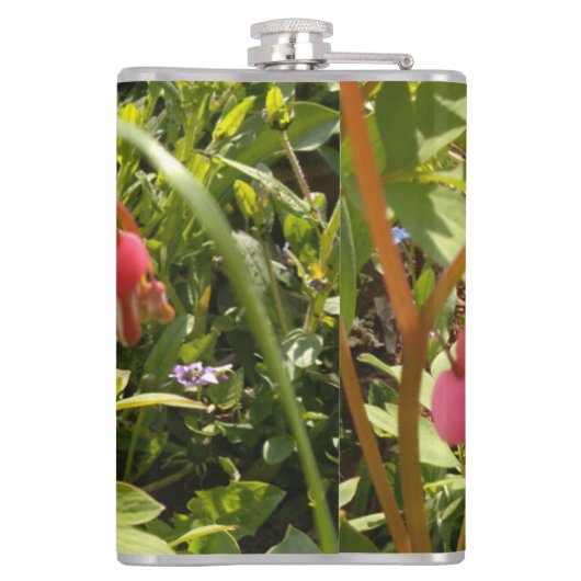 rode harten bloemen kolven heupfles (Achterkant)