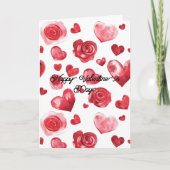 Rode Harten Bloemen Valentijnsdag Kaart (Voorkant)