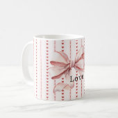 Rode harten blozen roze strik koffiemok (Voorkant links)