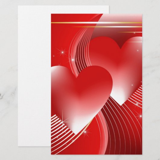 Rode harten briefpapier (Voorkant / Achterkant)