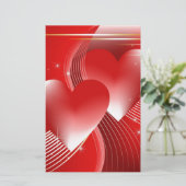 Rode harten briefpapier (Staand voorkant)