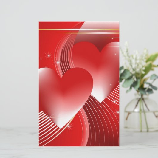 Rode harten briefpapier (Staand voorkant)