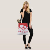 Rode harten, bruid en bruin tote bag (Op model)