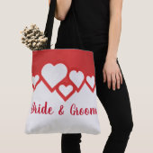 Rode harten, bruid en bruin tote bag (Dichtbij)