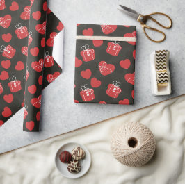 Rode harten cadeaupapier