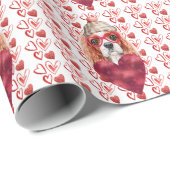 Rode harten Cavalier Spaniel Hondenliefhebber Vale Cadeaupapier (Rol Hoek)