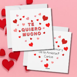 Rode harten Confetti Te Quiero Mucho 3d letters Feestdagenkaart