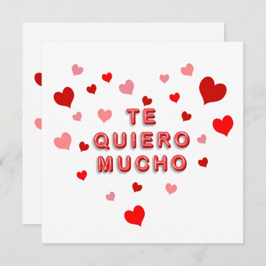 Rode harten Confetti Te Quiero Mucho 3d letters Feestdagenkaart (Voorkant / Achterkant)