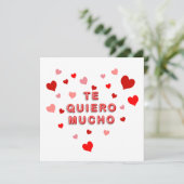 Rode harten Confetti Te Quiero Mucho 3d letters Feestdagenkaart (Staand voorkant)