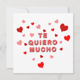 Rode harten Confetti Te Quiero Mucho 3d letters Feestdagenkaart