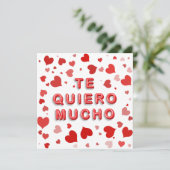 Rode harten Confetti Te Quiero Mucho 3d letters Feestdagenkaart (Staand voorkant)