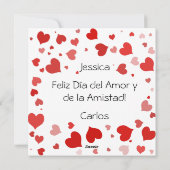 Rode harten Confetti Te Quiero Mucho 3d letters Feestdagenkaart (Achterkant)