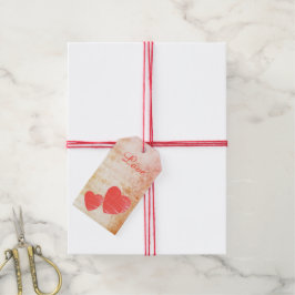 Rode harten ellendige valentijn liefde cadeau kaar cadeaulabel