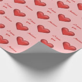 Rode harten en aangepaste 'Ik hou van jou'-tekst m Cadeaupapier (Hoek)