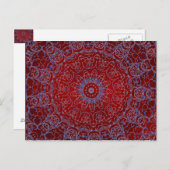 Rode harten en blauw Briefkaart met kant (Voorkant / Achterkant)