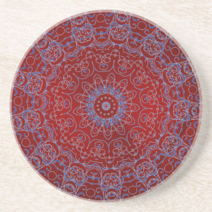 Rode harten en blauw Onderzetter met kant