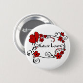 Rode harten en bloemen - Button (Voorkant /achterkant)