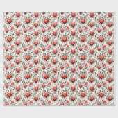  Rode Harten en Bloemen  Cadeaupapier (Vlak)