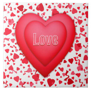 Rode harten en Confetti gepersonaliseerd Tegeltje