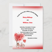 Rode Harten en fiets bruiloft Kaart (Voorkant)