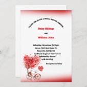 Rode Harten en fiets bruiloft Kaart (Voorkant / Achterkant)