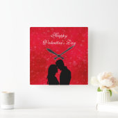 Rode harten en illustratie van het paar vierkante klok (Huis)