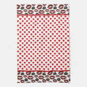 Rode harten en kussen theedoek (Verticaal)