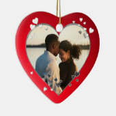 Rode harten en lintfoto keramisch ornament (Rechts)