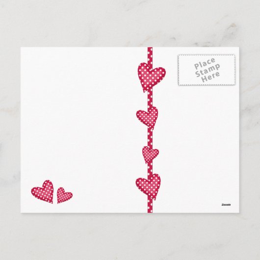 Rode harten en Stippen Briefkaart (Achterkant)