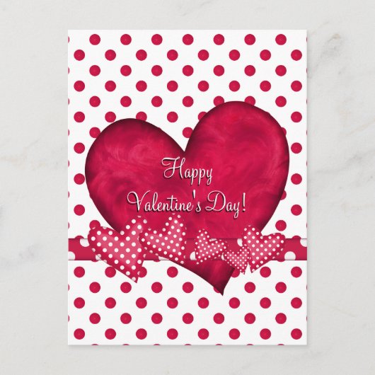 Rode harten en Stippen Briefkaart (Voorkant)