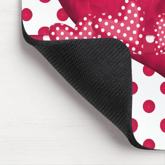 Rode harten en Stippen Mousepad Muismat (Hoek)