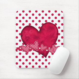 Rode harten en Stippen Mousepad Muismat