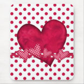 Rode harten en Stippen Mousepad Muismat (Voorkant)