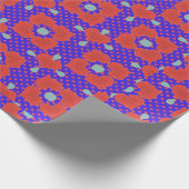 Rode harten en Stippen op Paarse Valentijnse  Cadeaupapier (Hoek)