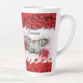 Rode harten en Waterverf vlinder Latte Mok (Rechts)