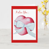 Rode harten en witte strik met korte liefdesvers kaart (Gele Bloem)